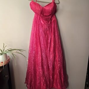 Vibrant Pink Strapless Gown